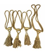 Vintage Gold Tassel Curtain Tiebacks Lot of 4 Braided Rope Drapery MCM D... - $33.25