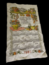 Vintage Tea Towel Linen Calendar 1981 A Happy Home Recipe Dishcloth Dish Towel - £13.30 GBP