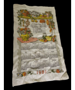 Vintage Tea Towel Linen Calendar 1981 A Happy Home Recipe Dishcloth Dish... - £13.12 GBP