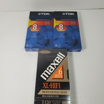 Lot of 3 Blank VHS Tapes 2 TDK HS Premium Quality 160 &amp; 1 Maxell XL-HIFI T-120 - £9.96 GBP
