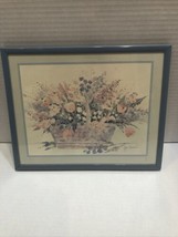 SIGNED Gini Bunnell Watercolor Flower Bouquet Painting Framed And Matted - $247.50