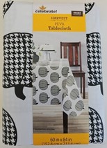 Celebrate Harvest Black &amp; White Pumpkins Vinyl Tablecloth, 60x84 Autumn ... - £9.82 GBP