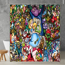  Alice in Wonderland Stained Glass Waterproof Polyester Shower Curtain w... - $615.11 MXN+