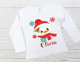 Snowman Shirt Christmas Shirt, Girls Christmas Shirt, Girls Snowman Shirt, Toddl - £23.06 GBP - £24.65 GBP
