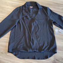Vince Camuto Blouse Womens S Black Faux Wrap Blouse Top Long Sleeve NEW ... - $18.80