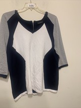 Lane Bryant Topps Sweater Women’s Size 18/2 3/4 Sleeve Blue White Gray - £7.46 GBP