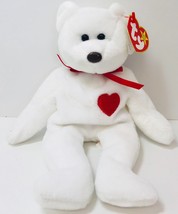 Valentines Day Bear Stuffed Plush White Red Beanie Baby Valentino Present Animal - £15.02 GBP