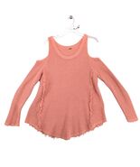 Free People Sunrise Cold Shoulder Waffle Knit Sweater Women&#39;s L Apricot ... - $401.54 MXN