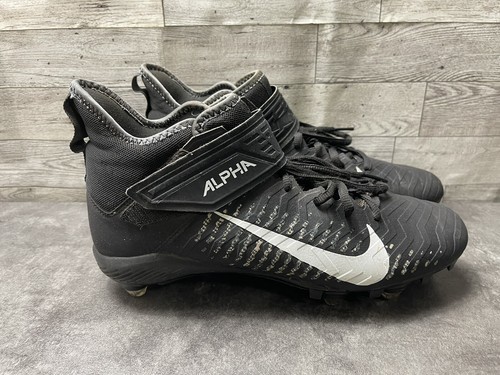 Nike Football Cleats Men 9M Alpha Menace Pro 2 Shoes Black Leather Mid Top Strap Item image 3