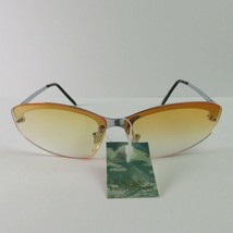 sunglasses frame retro yellow lens silver slim half rim slim frame new - £11.39 GBP