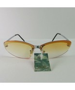 sunglasses frame retro yellow lens silver slim half rim slim frame new - £11.25 GBP