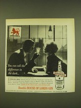 1962 Booth&#39;s House of Lords Gin Ad - You can tell the difference in the dark - £14.78 GBP