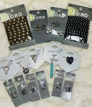 Lot Carded Jewelry Making Items Slide Charms Faux Leather Cord NWT - $22.72