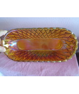 Carnival Glass Iridescent Bowl Dish Merigold Elongated Oval Gold Serving Vintage - $39.99