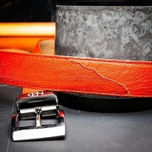 Alessio Genuine Ostrich Leg Exotic Belt Orange image 8
