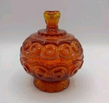 LE Smith 6&quot; Moon and Stars Ruby Red Glass Pedestal Lidded Candy Compote - $734.61 MXN