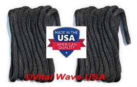 (2) USA Made Premium 5/8 in x 20 ft Black Nylon Boat Yacht Dock Line Marine Rope - £87.55 GBP