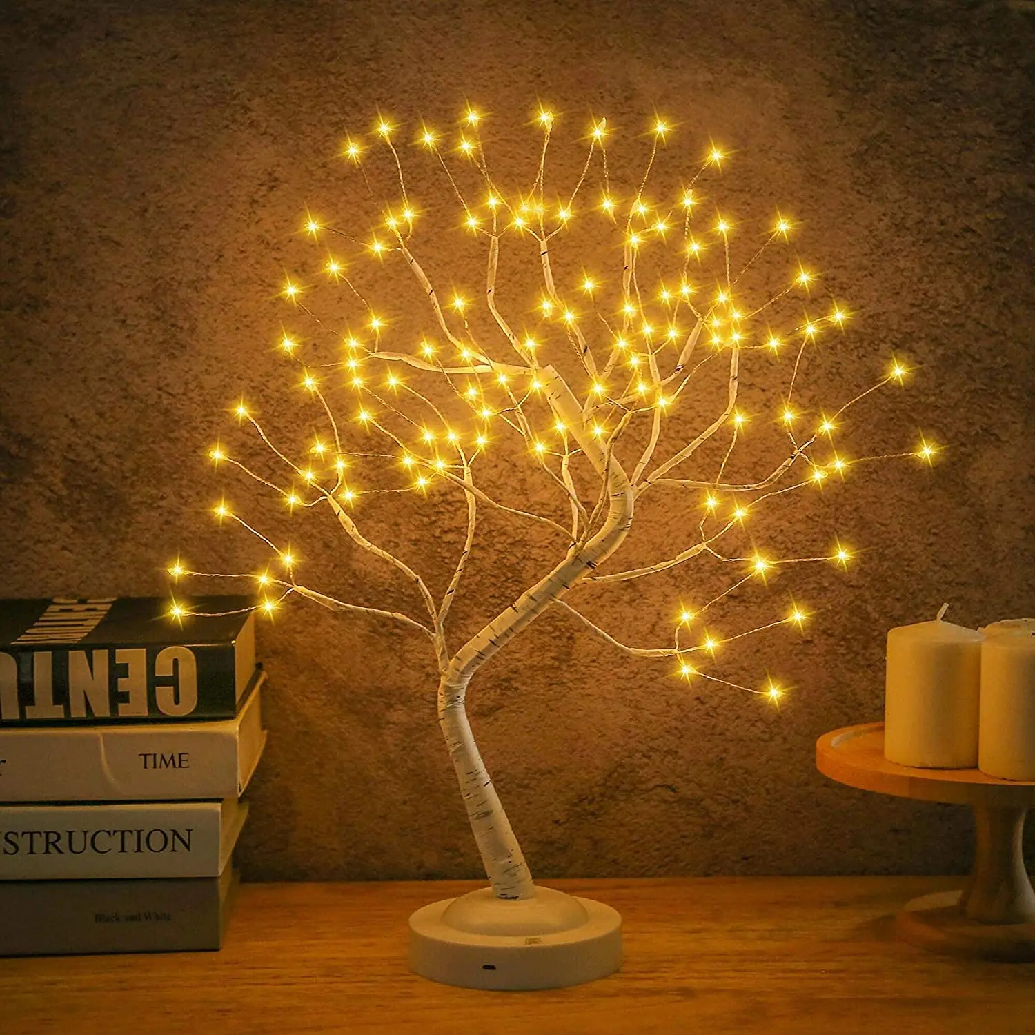 LED Birch Tabletop Bonsai Tree Night Light Mini Christmas Tree Lamp 8Modes - £12.17 GBP+