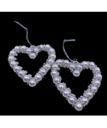 Pearl Heart Christmas Ornaments Set Lot 2 First Christmas Wedding Romant... - €12,65 EUR