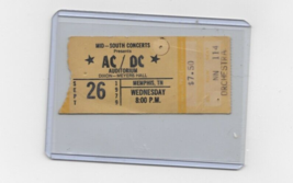 AC/DC 1979 Concert Ticket Stub Memphis Tn Dixon-Meyers Hall Bon Scott Mega Rare - £156.36 GBP