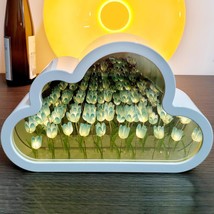 Cloud Mirror Night Lamp Artifical Tulip Night Light Handmade Led Mirror Lamp Bed - £20.49 GBP