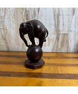 Vintage Wood Elephant Balancing on Ball Statue Figurine Decor Circus - $10.00