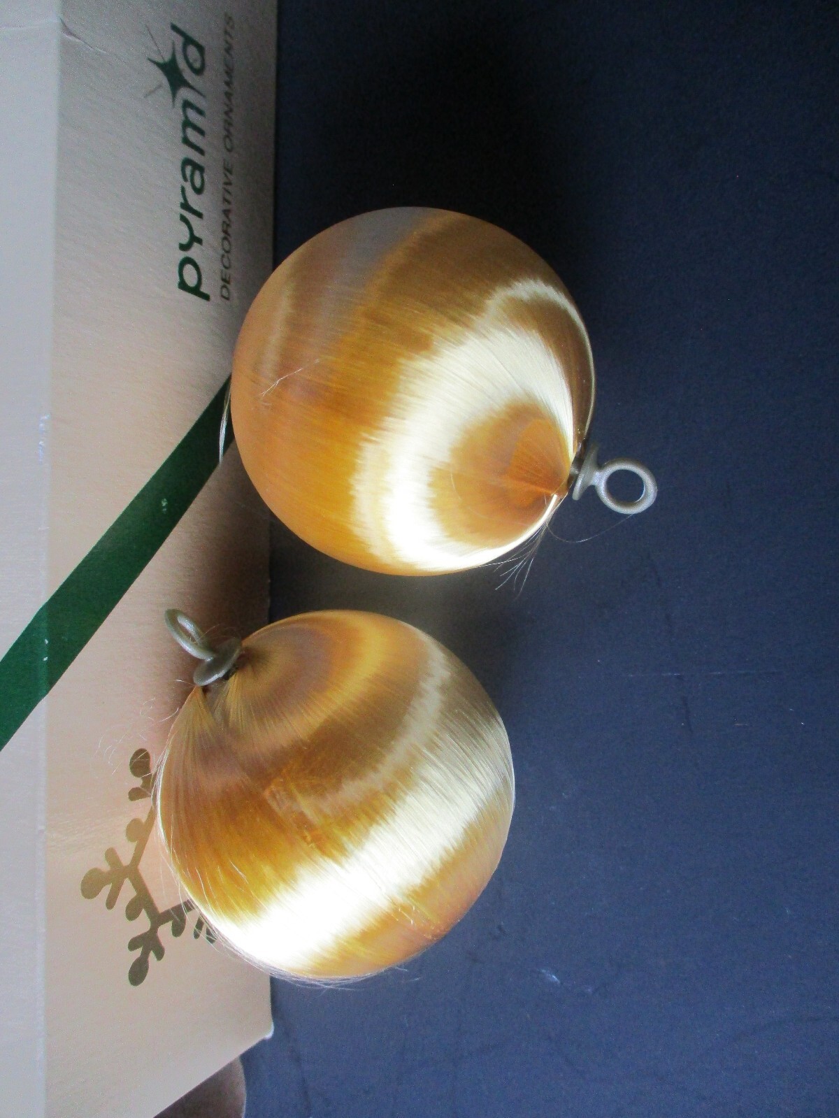 VTG. JUMBO PYRAMID DECORATIVE ORNAMENTS GOLD SATIN SHEEN MADE IN USA Item image 3