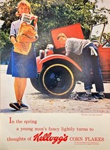 CORN FLAKES - KELLOGG&#39;S - Boy Girl Ford Model 1964 Vintage Print Ad - $9.88