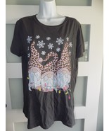 Gray SS T-Shirt W/ 3 Christmas Gnomes Size XL Women&#39;s NWOT - $16.02