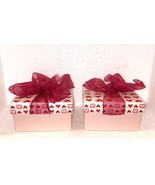 Gift Box RED AND PINK  Satin Bow   Heart Designs set of 2 - $299.12 MXN