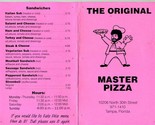 The Original Master Pizza Menu North 30th Street Tampa Florida 1990&#39;s - £11.70 GBP