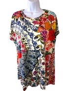 Johnny Was Tango Relaxed Dolman Sleeve Tunic Top Multicolor Floral Bambo... - $79.20