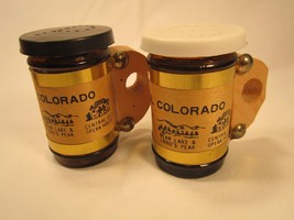 Vintage WOOD &amp; GLASS Salt &amp; Pepper Shakers COLORFUL COLORADO [A5g] - £6.74 GBP