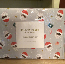 Isaac Mizrahi African American Santa Face Holiday  Queen Sheet New - £38.43 GBP