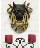 Goddess Bastet Cat Deity With Two Uraeus Cobras Nemes Wall Decor Sculptu... - €55,84 EUR