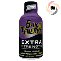 6x Bottles 5 Hour Energy Extra Grape Flavor Sugar Free | 1.93oz | Fast Shipping - £18.41 GBP