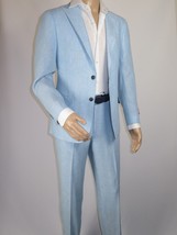Men's ENZO Linen Spring Summer Suit Light Weight Breathable E58302-9 Light Blue image 2