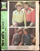 1970s Size 10 Bust 32 1/2 Misses Western Shirt Vest McCalls 4349 Pattern... - $6.99