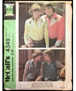 1970s Size 10 Bust 32 1/2 Misses Western Shirt Vest McCalls 4349 Pattern Vintage - $6.99