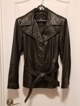 *Vintage* Wilsons Black Leather Women&#39;s Jacket Sz. L - £62.29 GBP