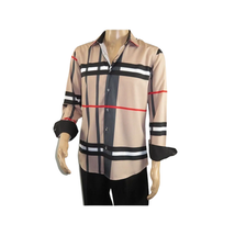 Men Sports Shirt by DE-NIKO Long Sleeves Fashion Print Soft Modal NK1010 Tan image 7