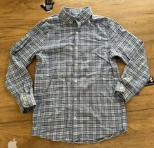 Vineyard Vines Boys Cades Flannel Whale Button-up Shirt Plaid Check Dress M - £15.56 GBP