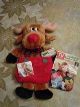 NEW Plush Reindeer Xmas Stocking18” Fill Pants 2 Sides w Kahtie Lee TV G... - $38.49