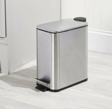 1.3 Gallon Rectangular Slim Profile Metal Step Trash Can Wastebasket Garbage Bin - £39.56 GBP