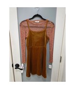 Beautees Girls 14 Brown Velvet Slip Dress Mesh Floral Top 2 Piece Fall O... - €19,10 EUR