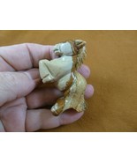 (Y-HOR-RE-711) tan HORSE rearing GEMSTONE carving figurine stallion hors... - $17.53