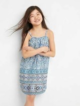 New Gap Kids Girls Blue Floral Spaghetti Straps Cotton Lined Ruffle Dress 8 - £18.03 GBP