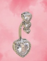 Cubic Zirconia Hearts Belly Bar Jewellery Crystal Belly Ring - £8.88 GBP