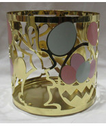 Yankee Candle Large Jar Holder J/H BASKET, BUNNIES and EGGS pastels on gold - $36.78