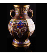 Antique Vase Chinese Champleve Enamel  Elephant handles ASIAN oriental U... - £259.02 GBP